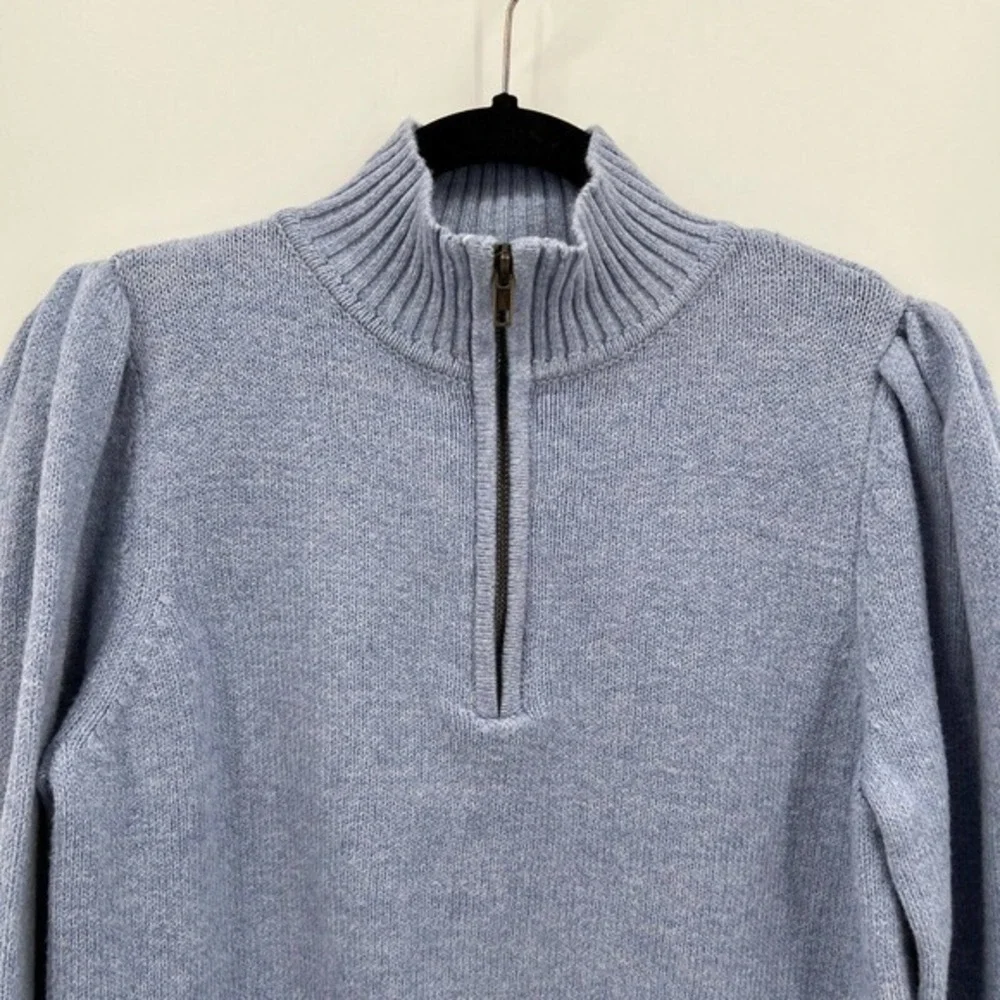 Universal Thread Sweater 1/4 Zip Puff Sleeve Mock Neck Pullover - Picture 2 of 10